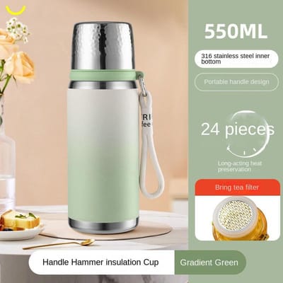 316 Thee Thermosbeker Vrouwelijk Mooi Gradiënt Draagbaar Handvat Studenten Gaan Naar School Grote Capaciteit Reiswaterkoker 550ml-700ml