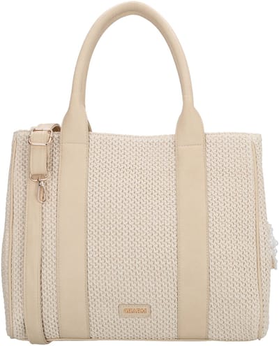 Charm London Capri Shopper - Schoudertas - Zomer - Rietlook - Bag Charm - Dames - Tote Bag - Dames Tas - Beige