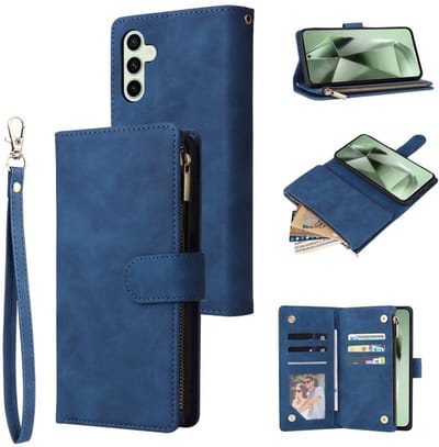 Telestore - Telefoonhoesje geschikt voor Samsung Galaxy S25 FE - Portemonnee met rits - book-case hoesje - ruimte voor 6 pasjes - blauw