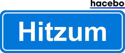 Hacebo - Plaatsnaam Sticker - 29x10 CM - Hitzum sticker - Verkeersborden sticker - grappige cadeaus - Hitzum