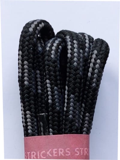 Strickers Veter - Zwart/Grijs - Meerkleurig - Extra Dik Rond - Lengte 90 cm - Dikte 5 mm - Bergschoen - Wandelschoen - Schoenveter