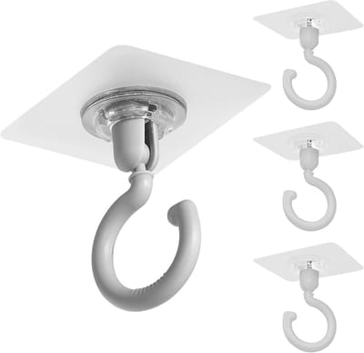 zelfklevende haken plafond extra sterk - 4 stuks zelfklevende transparante plafondhaken zonder boren, waterdichte muurhaken voor badkamer keuken kantoor slaapkamer（Grijs）