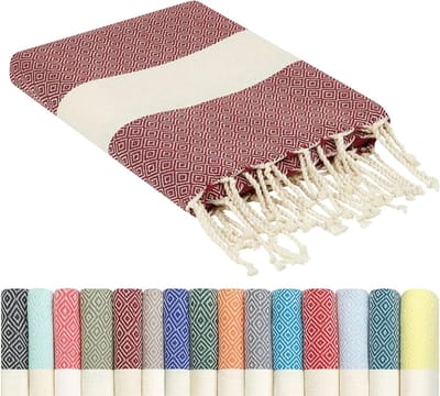 SnelShoppen - Strandlaken Fouta Doek en Deken 100 x 200 cm Groot Compact Lang, Ietwat Dun Katoen | Handdoek Capes, Picknickdeken, Hamamdoek, Saunahand
