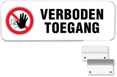 Verboden Toegang bord - Weerbestendig Aluminium - 40x15 cm - Bevestiging: Met muur-/ wandmontage beugels
