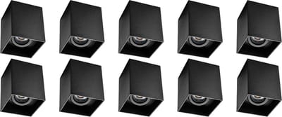 Opbouwspot 10 Pack - Proma Luxina Pro - GU10 Fitting - Opbouw Vierkant - Mat Zwart - Aluminium - Verdiept - Kantelbaar - 90mm