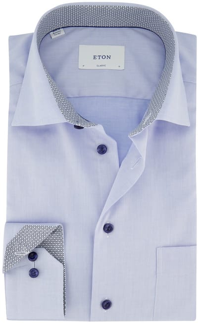 Eton Classic Fit lichtblauw gemêleerd overhemd