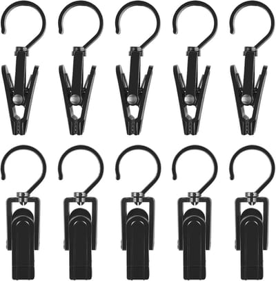 Klemhaken - Ophangclips - Praktisch Ophangen - 360 Graden Draaibaar - 20 Stuks - Zwart