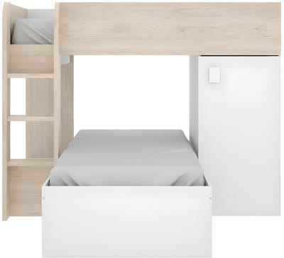 Vente-unique Stapelbed hout natuurlijk licht, wit 90 x 190 cm