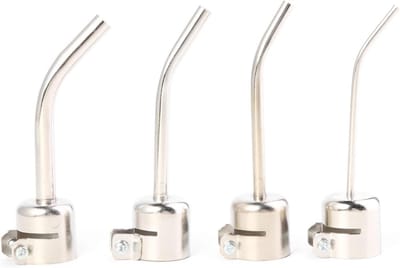 Hittepistool Mondstukken - Lange Adapters - Precisie Werk - Roestvrij Staal - 4 Stuks - Zilver