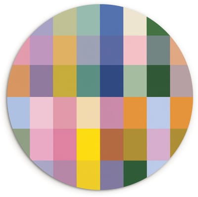 WallCircle® Wandcirkel 120x120 cm - Muurcirkel Blokken - Vierkant - Patroon - Gekleurd - Muurdecoratie woonkamer - Wanddecoratie slaapkamer - Kamer decoratie accessoires - Ronde schilderijen XXL