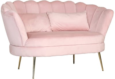 Zitbank Belle 2 zits velvet roze bankstel 135cm stof incl. 2 kussens bank zetel