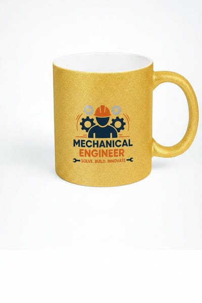 Mechanical Engineer Mok 330ml – Gouden Keramische Koffiemok met Tandwielen Design – Solve Build Innovate Cadeau voor Ingenieurs