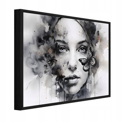 WALLARENA - Schilderij op Canvas 100x70 cm + Schilderijlijst - Canvas schilderij - Vrouw motif - Naar de slaapkamer, woonkamer - Op het doek