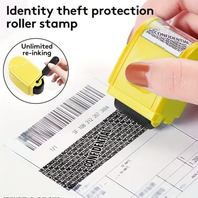 DW4Trading Rolstempel Confidential met 3 Inktflesjes Voor Documentstempel Vertrouwelijk Kantoor