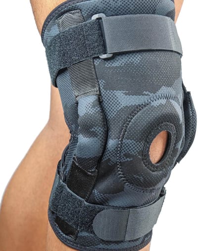 Mövibrace - Kniebrace met scharnier - Past links en rechts - Unisex - Zwart/Camouflage - Maat S/M