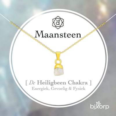 Bixorp Ruwe Maansteen Ketting - Goud Verguld S925 Zilver + Edelsteen Hanger - Onbewerkte Steen - Spirituele Chakra Ketting met Cadeau Kaartje - 45cm + 5cm verstelbaar