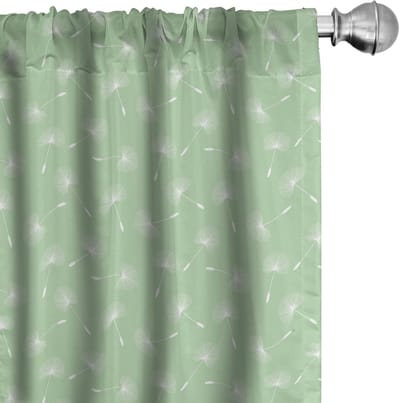 ABAKUHAUS Paardenbloem Gordijnen – 2x75x225 cm – Microvezel, Halfdonker Groen/Wit