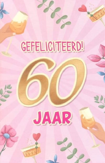 Wenskaart Gefeliciteerd 60 Jaar - D15026 - Luxe verjaardagskaart - 12x17cm - Gevouwen Wenskaart inclusief envelop - Leeftijdskaart