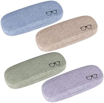 PolkaHome 4 stuks brillenkoker hardcase - Harde draagbare brillenkoker etui voor dames en heren - 4 kleuren, Meerkleurig, Groot formaat