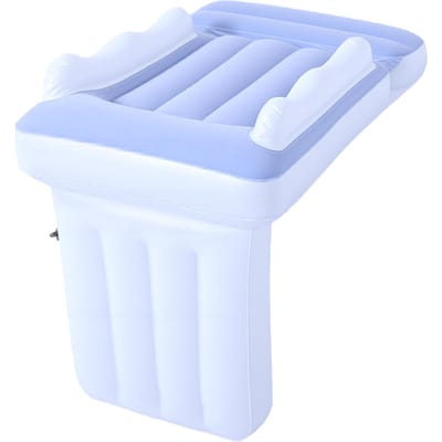 Lit d'avion gonflable pour tout-petit Matelas pneumatique épaissi floqué Extenseur de siège auto pliable pour voyage Road Trip bleu