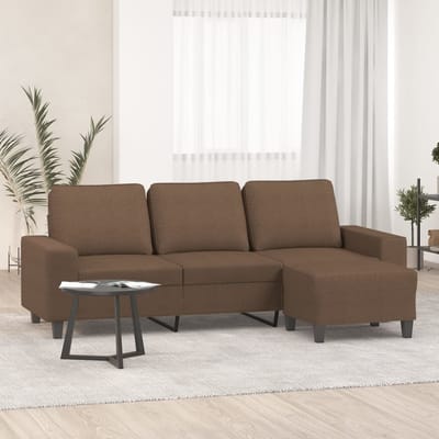 vidaXL - Driezitsbank - met - voetenbank - 180 - cm - stof - bruin