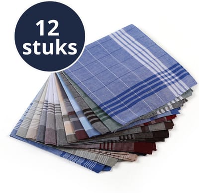 Zakdoeken Heren Set - 12 Unieke Herenzakdoeken - 100% Katoen - 40x40 cm - Zakdoekjes - Boeren zakdoek / Boerenzakdoek