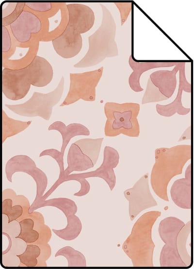 Proefstaal ESTAhome behang tegelmotief roze en terracotta - 26.5 x 21 cm - 131785-S