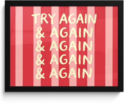 Poster in lijst - Fotolijst 40x30 cm - Posters - Strepen - Rood - Try again - Posterlijst zwart - Decoratie - Wanddecoratie woonkamer - Muurdecoratie slaapkamer