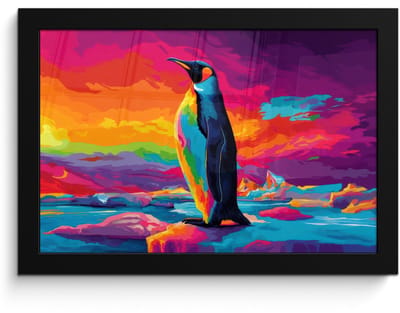 Poster in lijst - Fotolijst 30x20 cm - Posters - Ijsschots - Pinguïn - Abstract - Lucht - Posterlijst zwart - Decoratie - Wanddecoratie woonkamer - Muurdecoratie slaapkamer