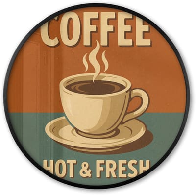 Poster in lijst Rond - Fotolijst 60x60 cm - Posters - Koffie - Kop - Vintage - Quote - Ronde posterlijst zwart - Decoratie - Wanddecoratie woonkamer - Muurdecoratie slaapkamer