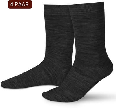 Sukats® 4 Paar Merino Wol Sokken Dames - Maat 35-38 - Naadloos - Antraciet - Naadloos - Warme Sokken - Wollen Sokken - Verwarmde Sokken - Merino Wol Casual Sokken