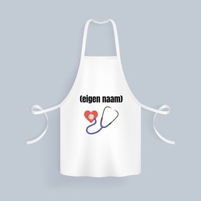 Akyol - dokter slethoscoop met eigen naam Keukenschort - Dokter - iemand die dokter is - ziekenhuis - hart - verjaardag - cadeau - kado - 82 bij 71 cm