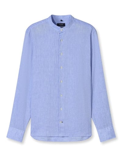 OLYMP Signature Casual Overhemd, Tailored Fit, Opstaande kraag, Bleu