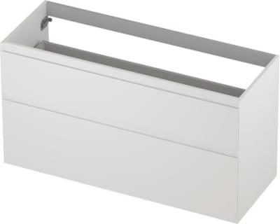 INK® wastafelonderkast 2 laden greeploos gelakt asymmetrisch 120x45x65cm, mat wit