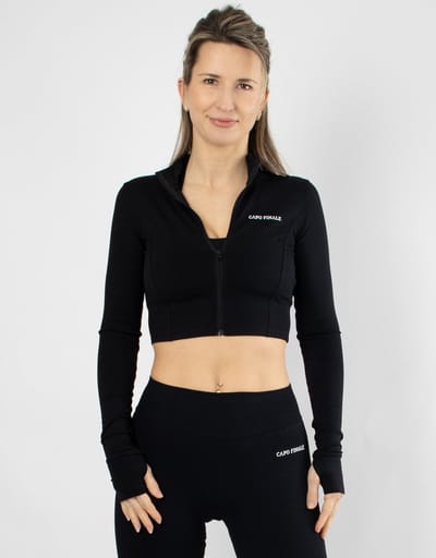 Divinity Zipper Crop Top | CAPO FINALE - Zipper | S | Kleur Black | Sportkleding | Activewear | Gymkleding | Fitnesskleding | Sportoutfit | Fitness | Hardlopen | Crossfit | Yoga | Pilates | Krachttraining