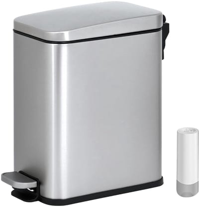 Vuilnisbak 5L - Prullenbak Keuken - Hygiënisch Afval - Anti-vingerafdruk - 29x15x30 cm - Zilver