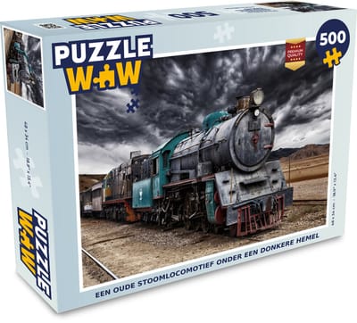 Puzzel Een oude stoomtrein onder een donkere hemel - Legpuzzel - Puzzel 500 stukjes