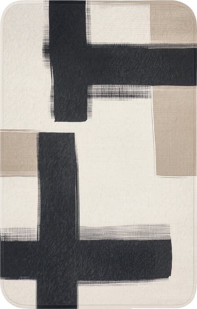 WC mat 50x80 cm - Antislip - Zwart - Abstract - Japandi - Toiletmat - Vloermat - Douchemat - Toilet tapijt - Toiletmatten