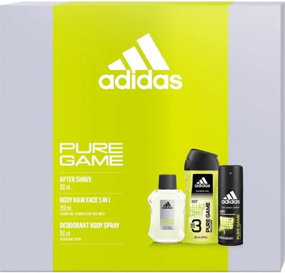 Adidas - Pure Game - 1x Aftershave 100ml - 1x Deodorant Spray 150ml & 1x Douchegel 250ml - Geschenkset voor mannen
