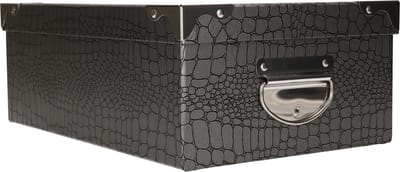 5Five Opbergdoos/box - zilver - L48 x B33.5 x H16 cm - Stevig karton - Crocobox