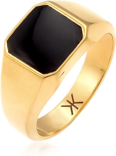 Kuzzoi heren herenring 925 zilver, emaille 60 Goud 88390041