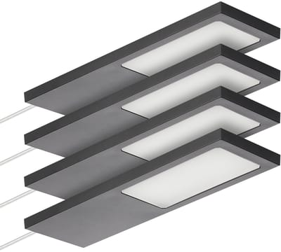 SOTECH set van 4 LED-meubellampen GIULIA II zonder sensor zwart, 4000K neutraal wit incl. transformator & verdeler Onderkastverlichting