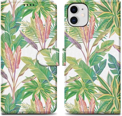 Cadorabo Hoesje geschikt voor Apple iPhone 11 - Design Groen Regenwoud No. 8 - Beschermhoes Case Cover met magnetische sluiting, standaardfunctie en kaartvakje