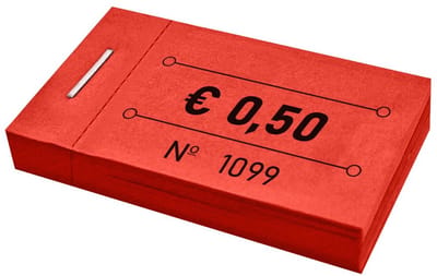 CombiCraft consumptiebonnen in boekjes 50x30mm met eurobedrag 0,50 in rood - 5 boekjes met in totaal 250 bonnen