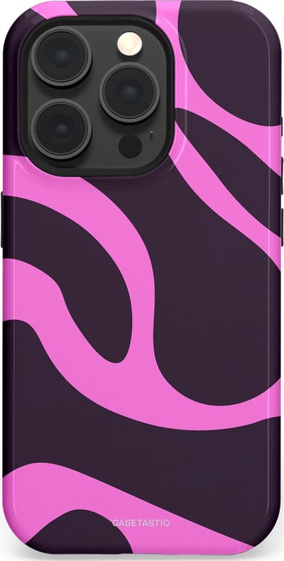 Casetastic hoesje geschikt voor Apple iPhone 15 Pro - MagSafe - Dubbellaagse bescherming - Roze Paarse Lavendel Abstractie - Fashion Case - Donkergrijs Roze