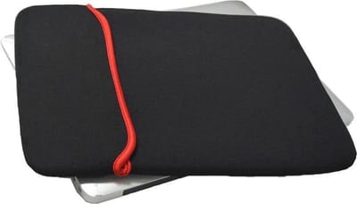 Jumada's Laptophoes - 17 inch - Neopreen - Reversible - Zwart/Rood - Breedte: 39–41 cm - Diepte: 26–29 cm - Dikte: 2–3 cm