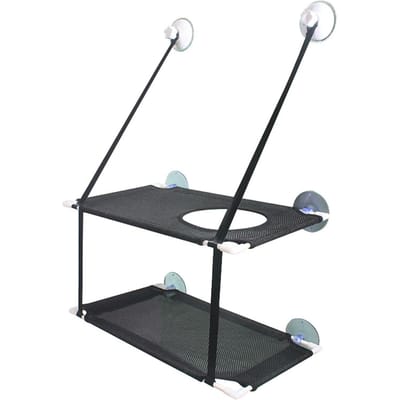 Hamac pour chat à double couche, installation suspendue, ventouse solide, perchoir souple pour fenêtre de chat, siège de repos noir