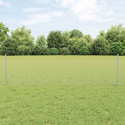 vidaXL - zeshoekig - gaasgek - met - palen - 10 - x - 0,5 - m - Gegalvaniseerd - staal