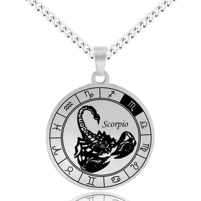 Sterrenbeeld Schorpioen (Scorpio) Ketting Zilverkleurig - Roestvrij Staal Zodiac Talisman - Stainless Steel - 60cm - Pax Amare