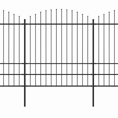 vidaXL - Tuinhek - met - speerpunt - staal - 1172x200 - cm - zwart